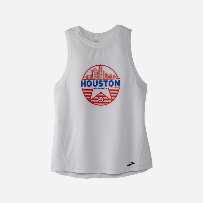 Brooks Houston22 Distance Graphic - Camiseta Sin Mangas Mujer - Blancas (NH5980741)